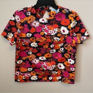 Draper James Darlin’ Daisy Nashville Top Blouse Back Cut Out Multi Floral Sz 6